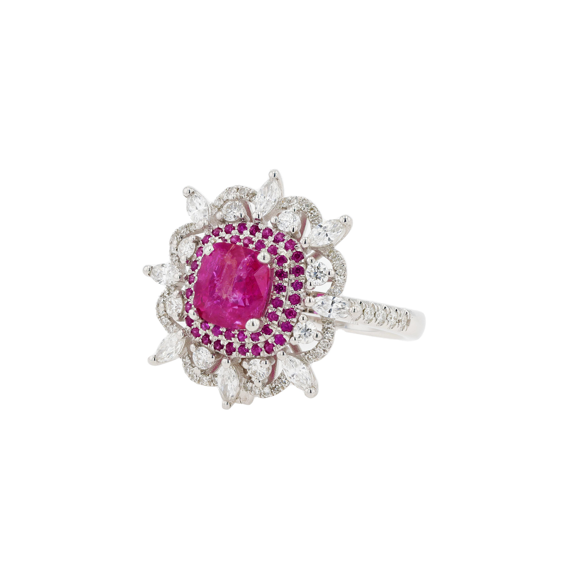 18KG Natural Unheated Red Ruby Diamond Ring / Pendant