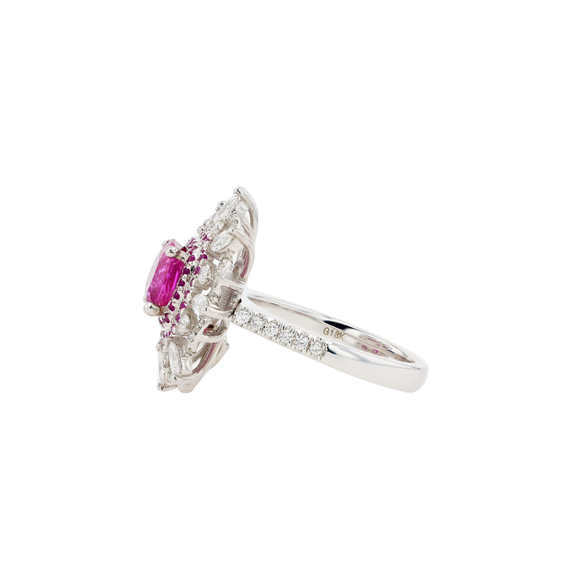 18KG Natural Unheated Red Ruby Diamond Ring / Pendant