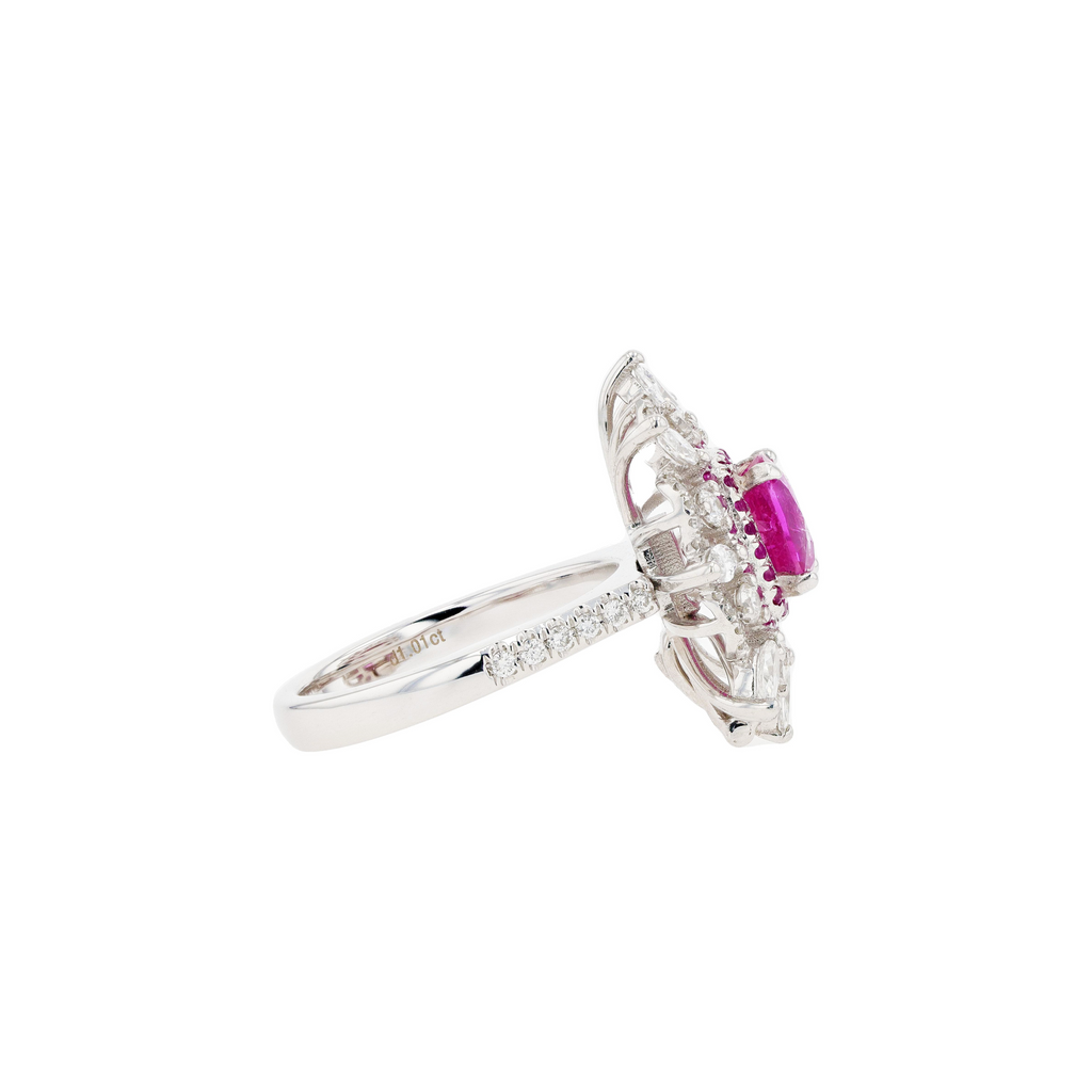 18KG Natural Unheated Red Ruby Diamond Ring / Pendant