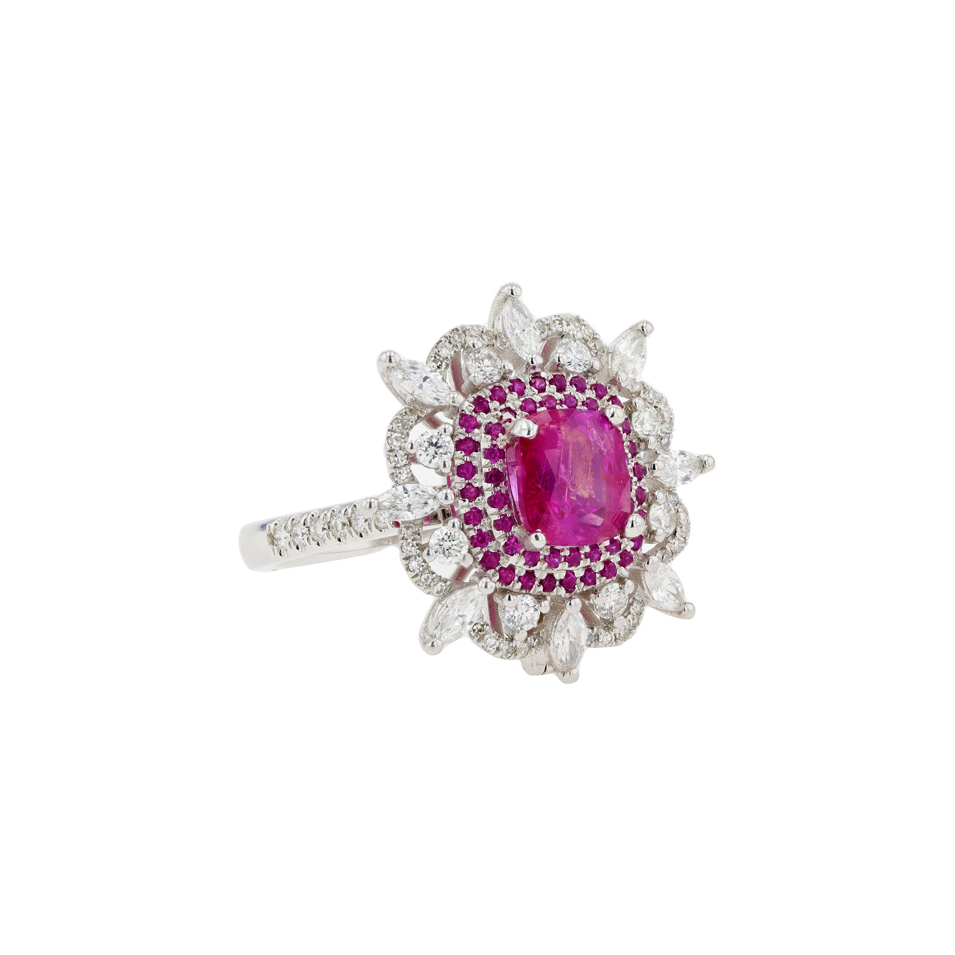 18KG Natural Unheated Red Ruby Diamond Ring / Pendant
