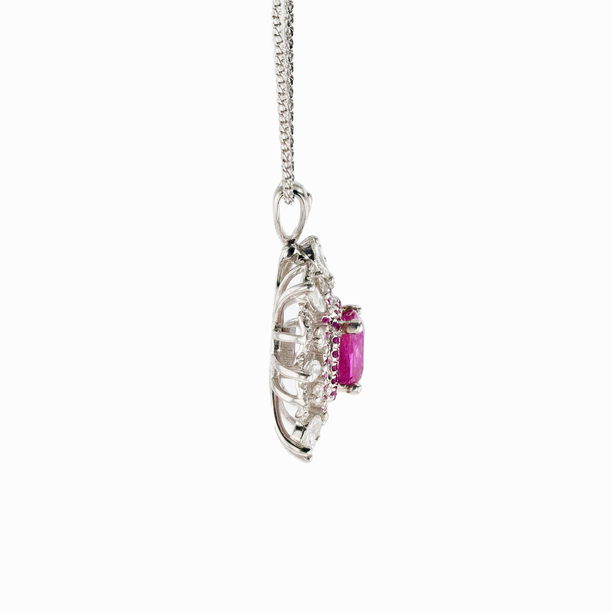 18KG Natural Unheated Red Ruby Diamond Ring / Pendant