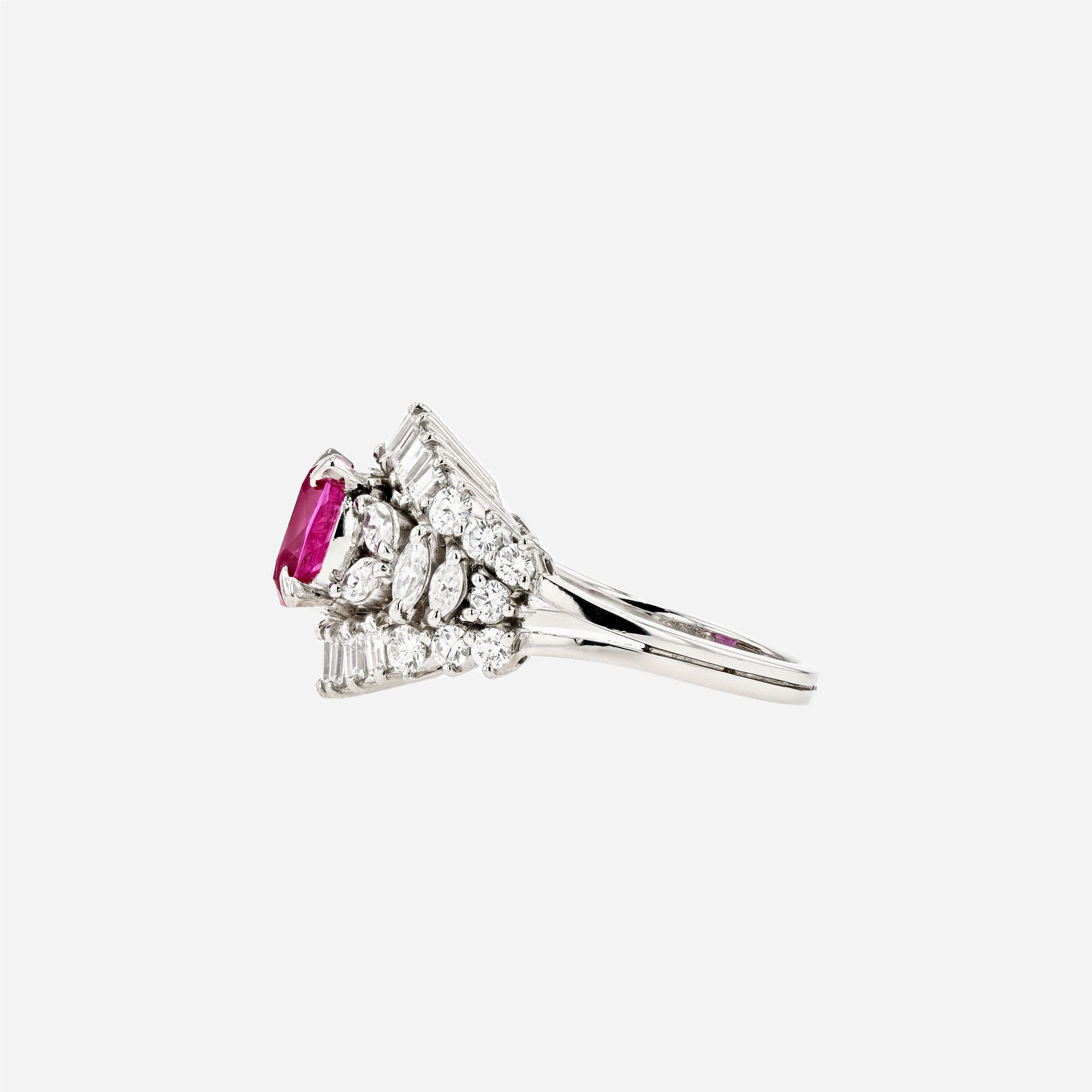 PT950 Natural Pinkish Red Ruby Diamond Ring