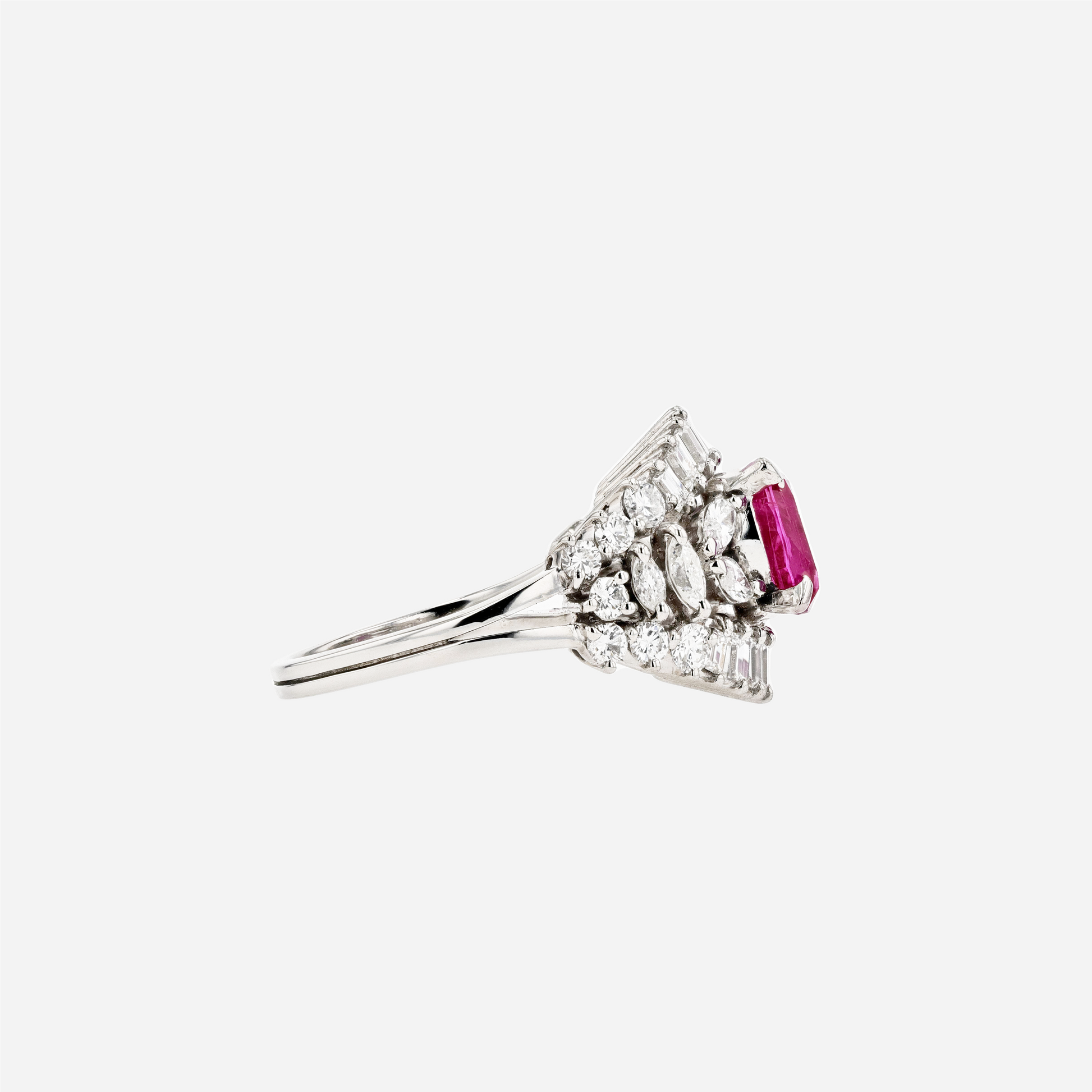 PT950 Natural Pinkish Red Ruby Diamond Ring