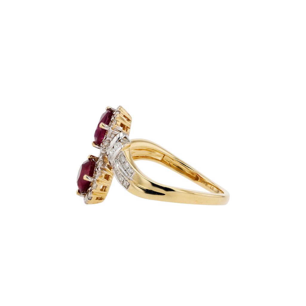 18KG Natural Vivid Deep Red Ruby Diamond Ring