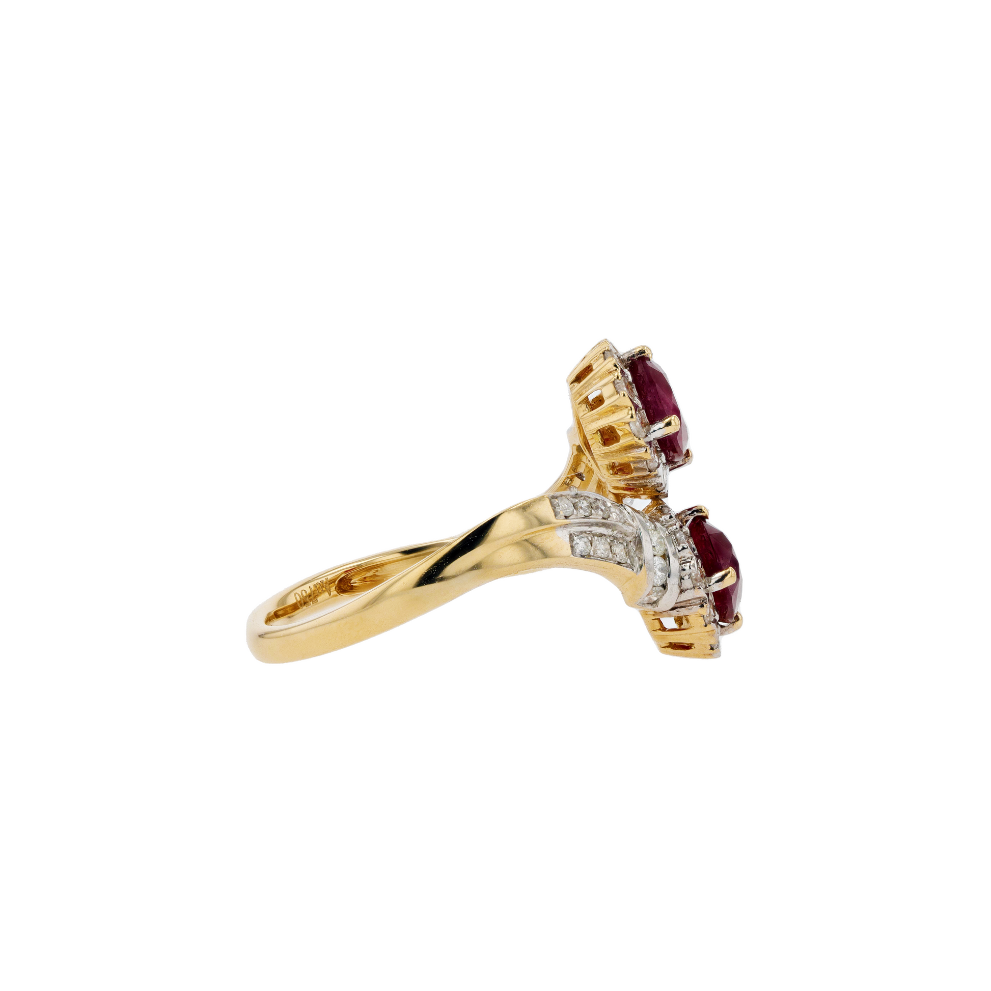18KG Natural Vivid Deep Red Ruby Diamond Ring