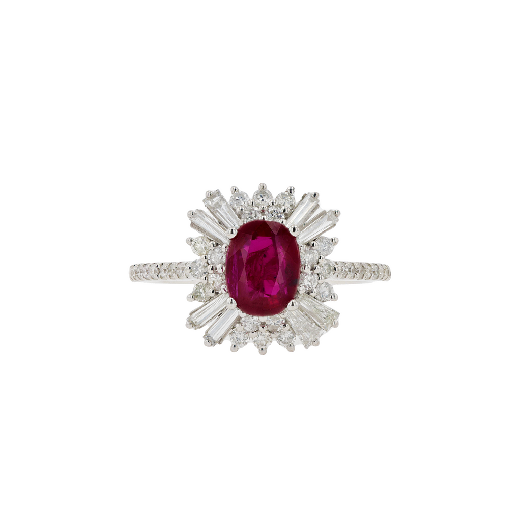 18KG Natural Vivid Pigeon's Blood Red Ruby Diamond Ring