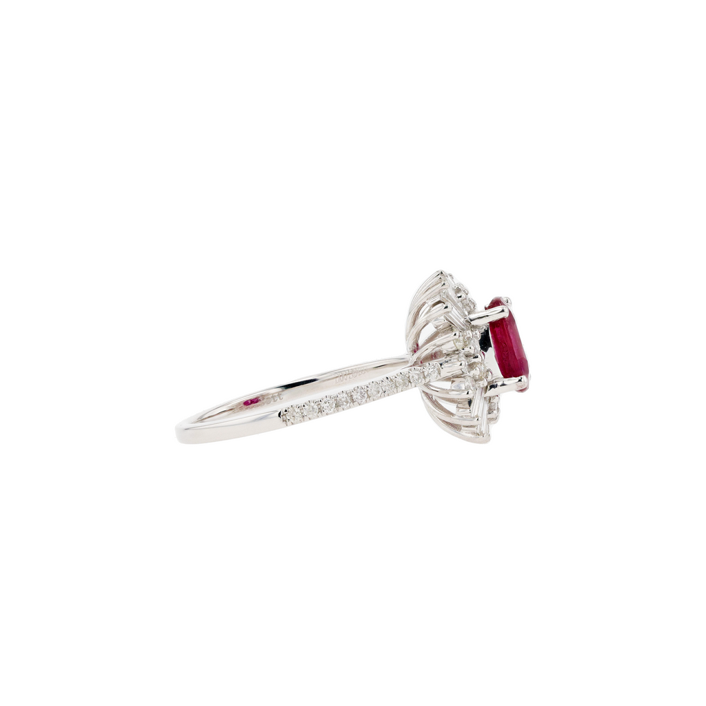 18KG Natural Vivid Pigeon's Blood Red Ruby Diamond Ring