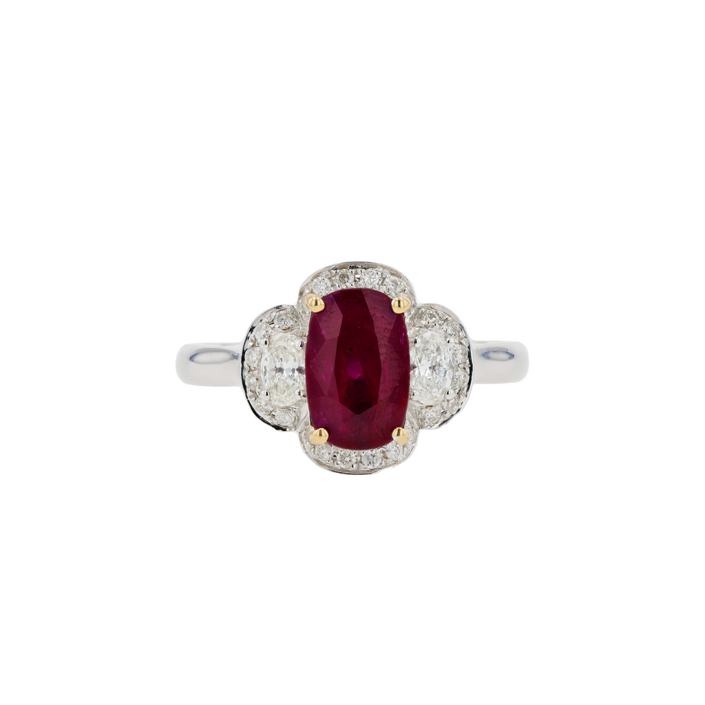 18KG Natural Vivid to Deep Pigeon's Blood Red Ruby Diamond Ring