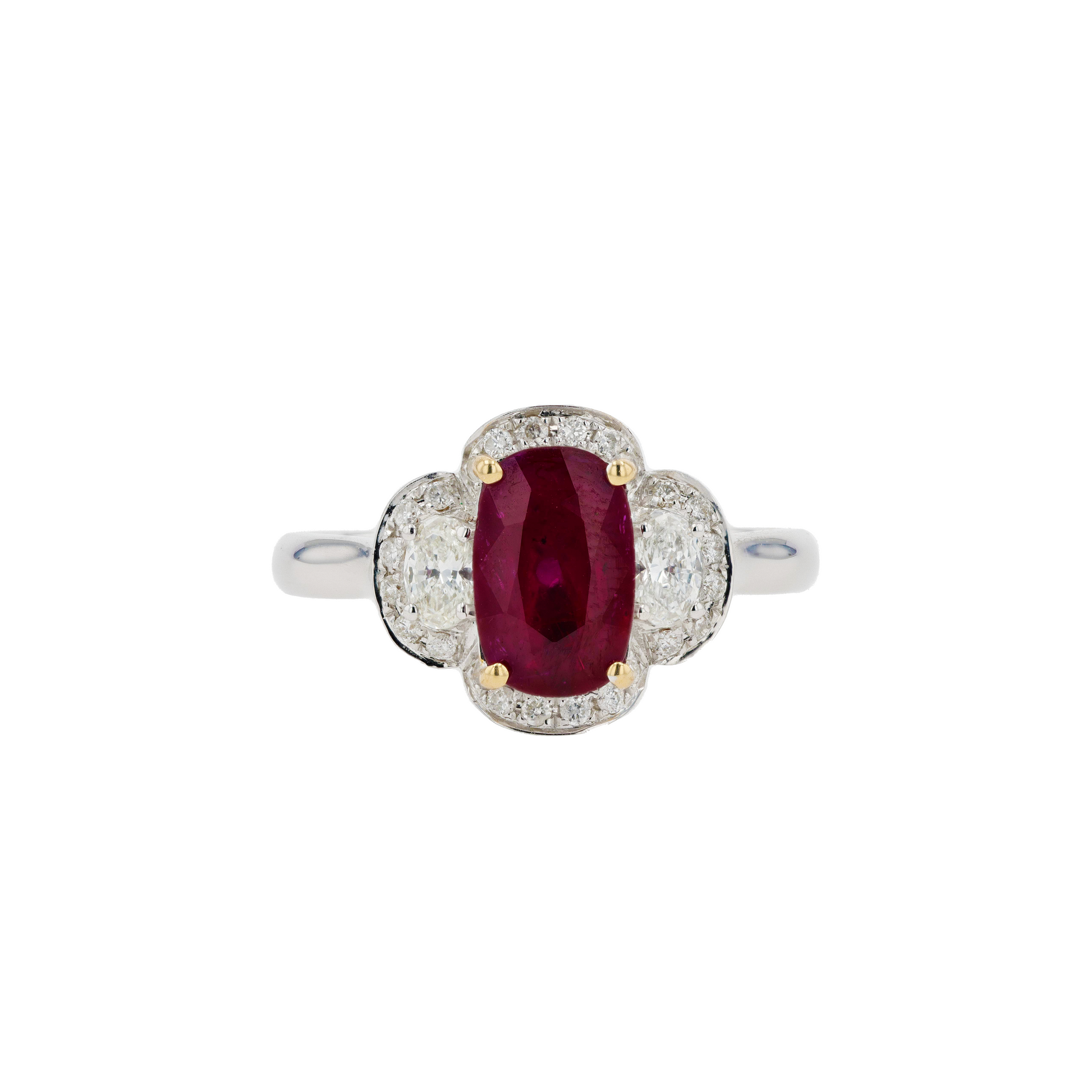 18KG Natural Vivid to Deep Pigeon's Blood Red Ruby Diamond Ring