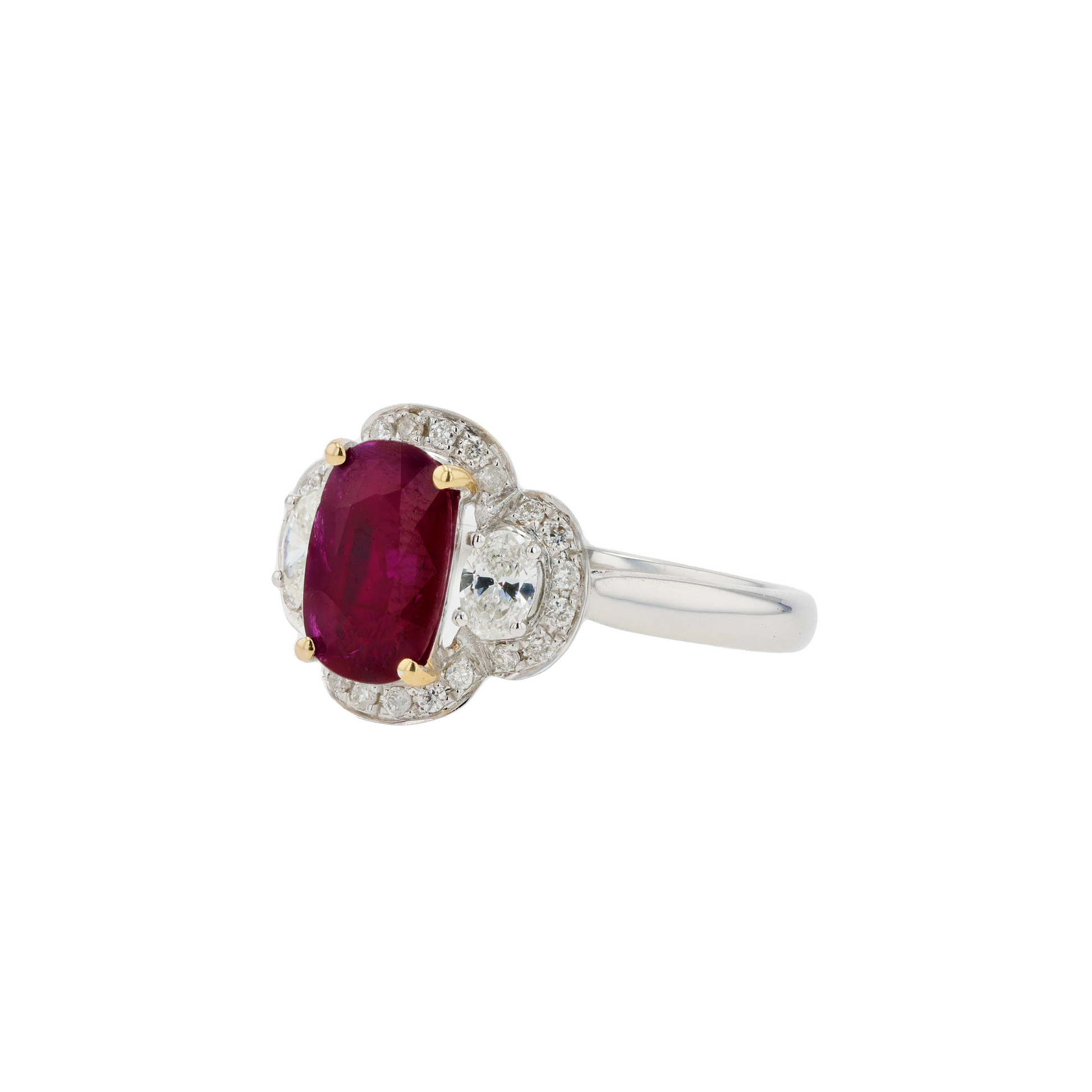 18KG Natural Vivid to Deep Pigeon's Blood Red Ruby Diamond Ring