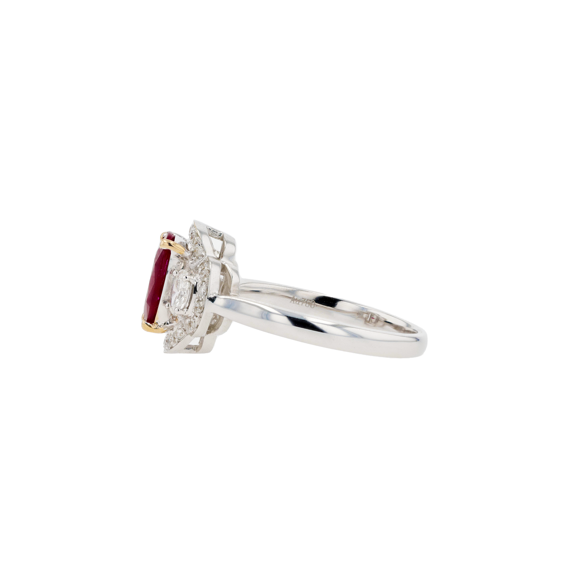 18KG Natural Vivid to Deep Pigeon's Blood Red Ruby Diamond Ring