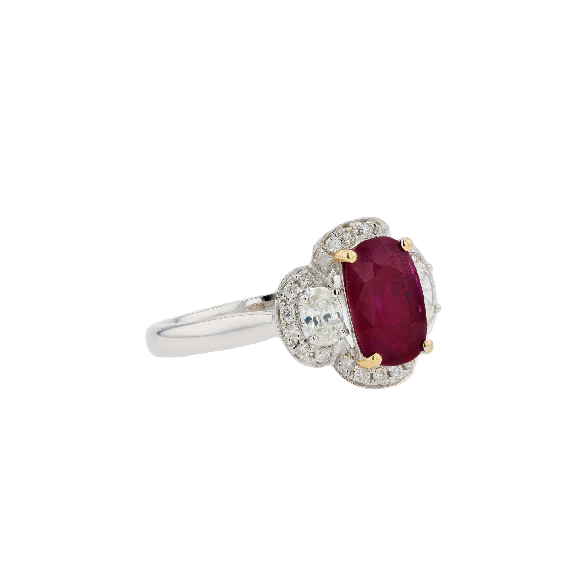 18KG Natural Vivid to Deep Pigeon's Blood Red Ruby Diamond Ring