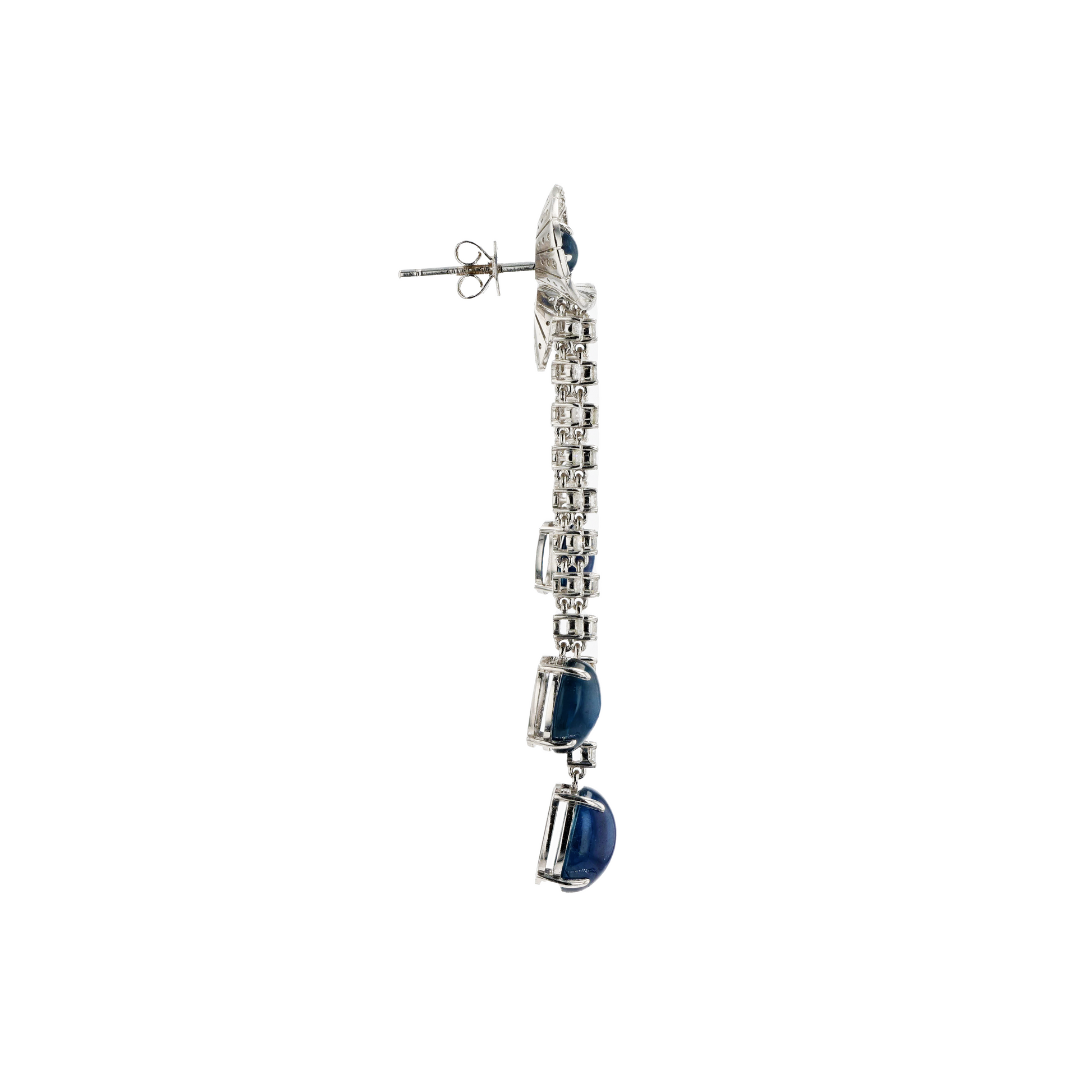 18KG Natural Vivid Royal Blue Sapphire Diamond Earrings