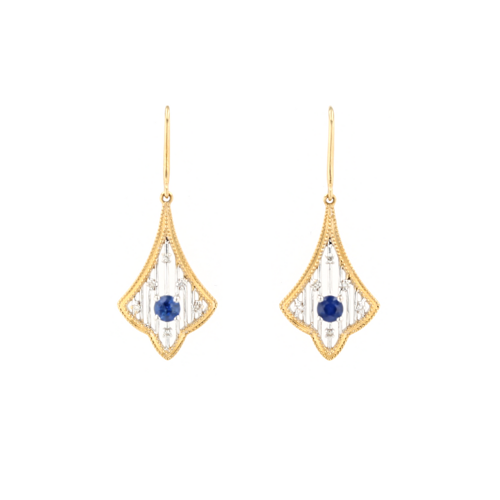 18KG Natural Blue Sapphire Diamond Earrings