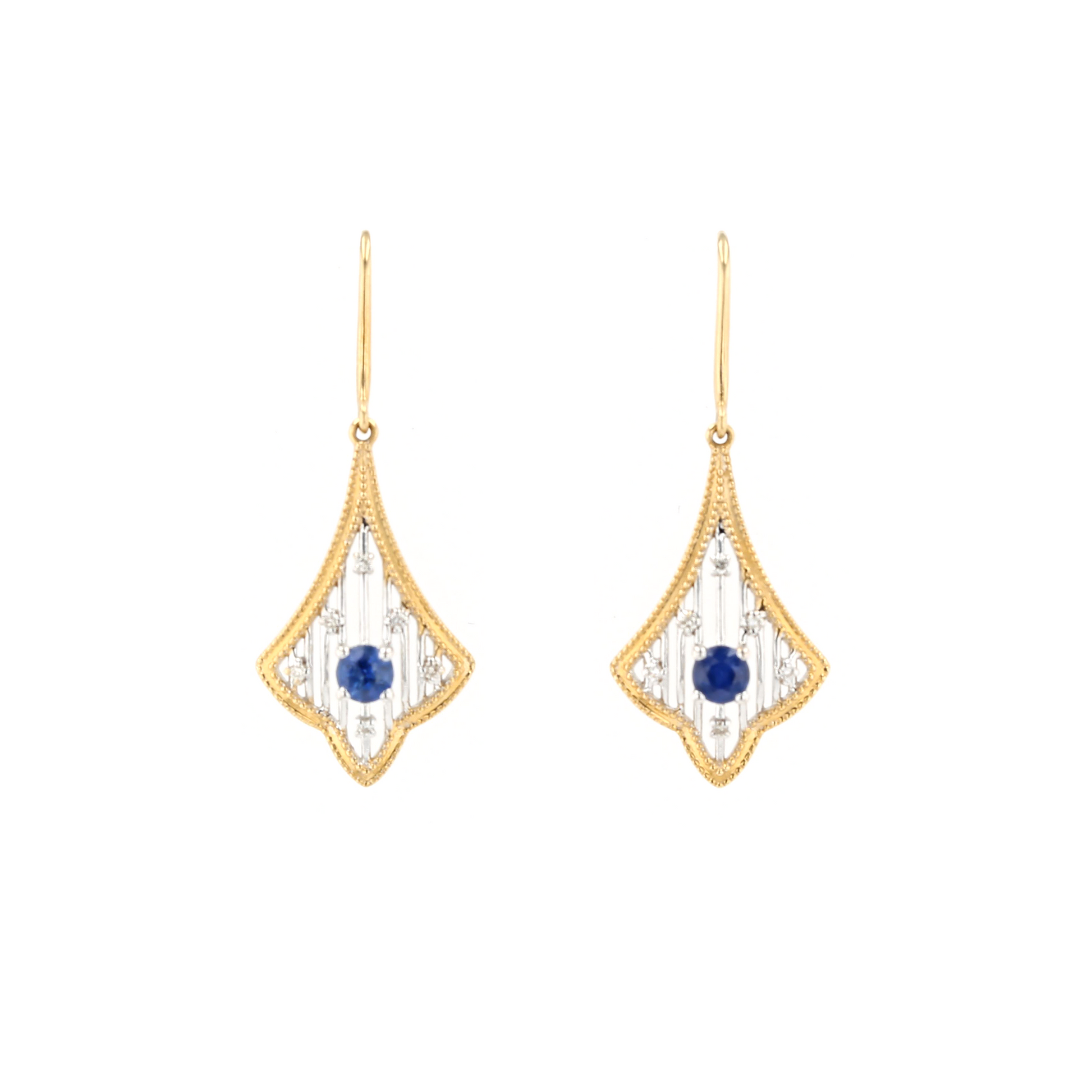18KG Natural Blue Sapphire Diamond Earrings