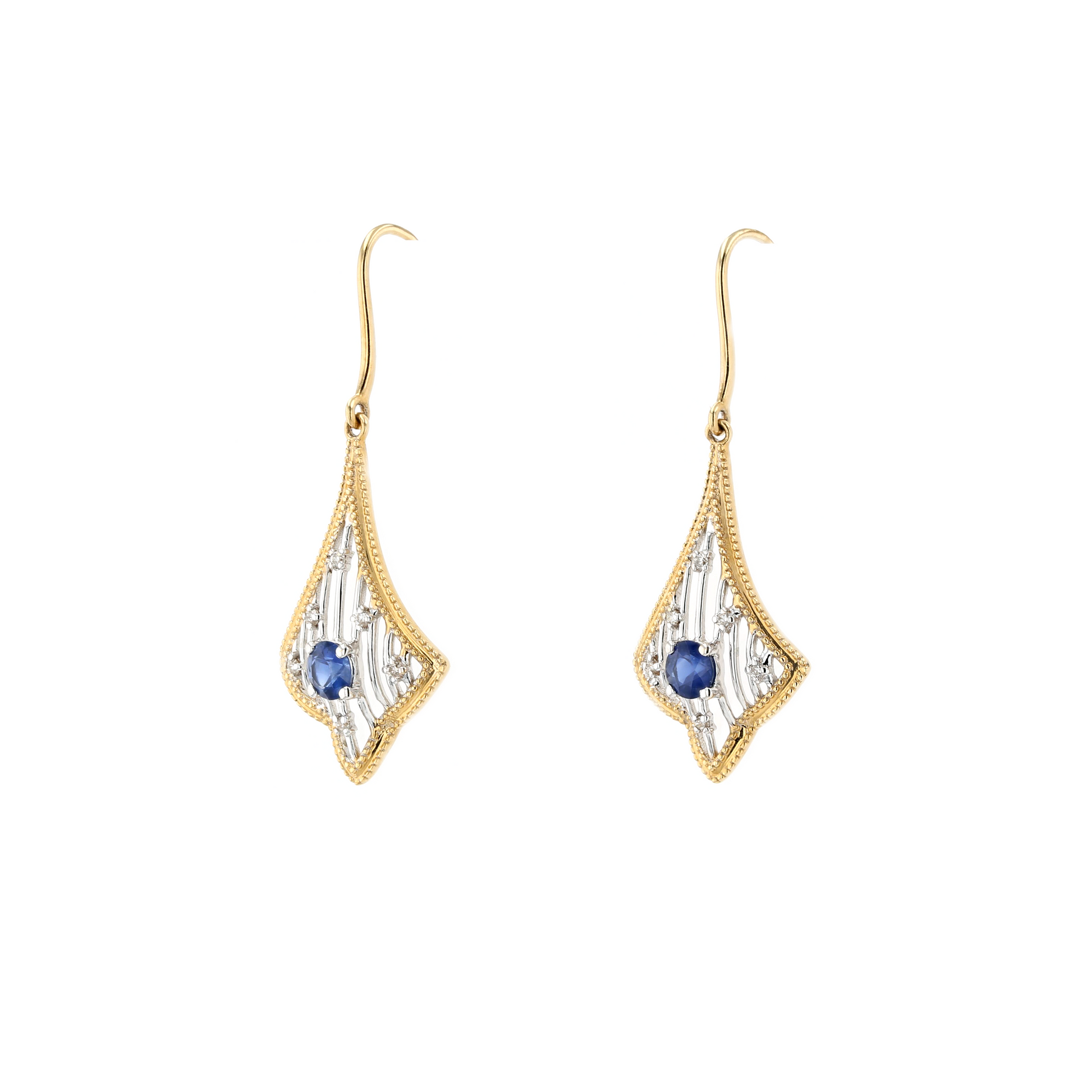 18KG Natural Blue Sapphire Diamond Earrings