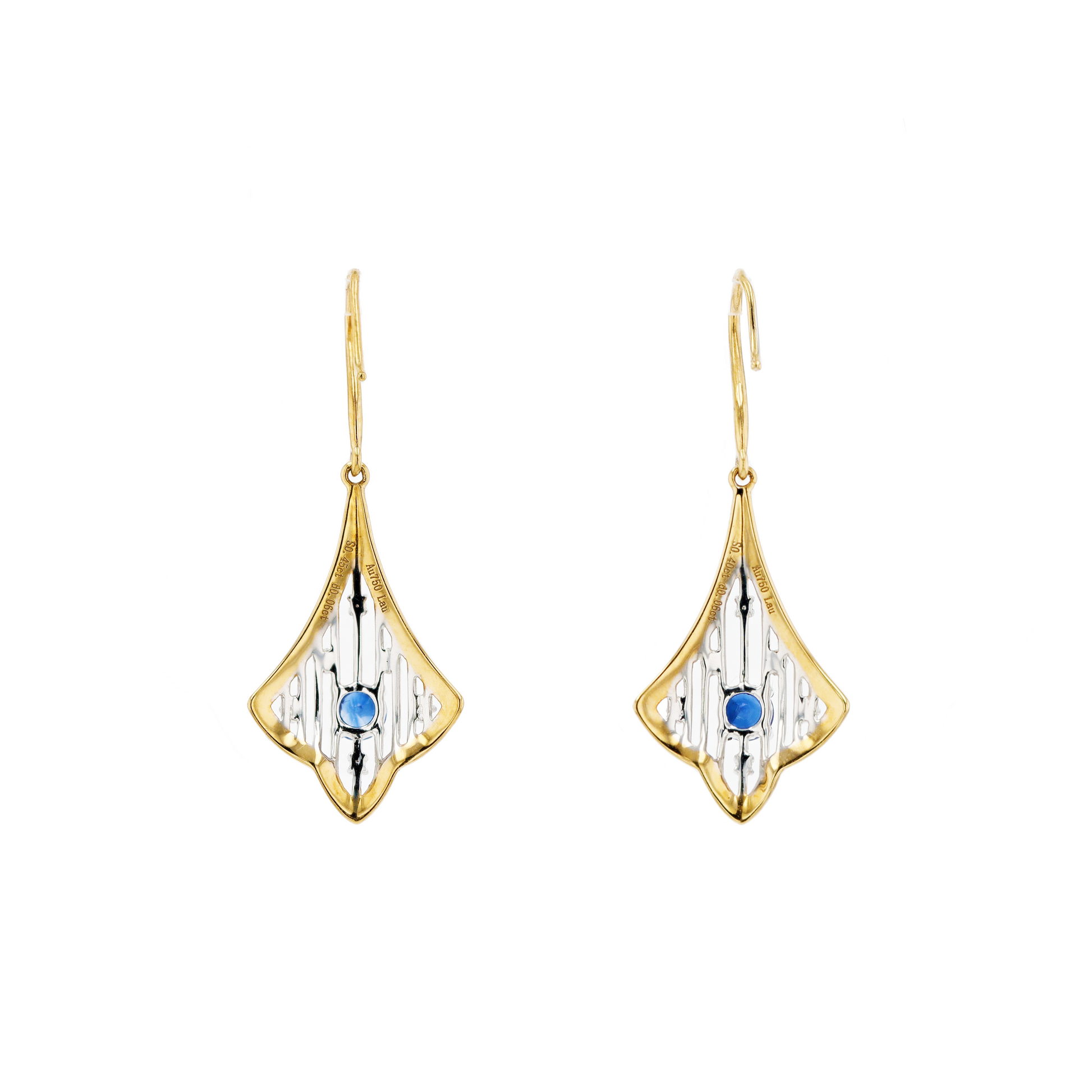 18KG Natural Blue Sapphire Diamond Earrings