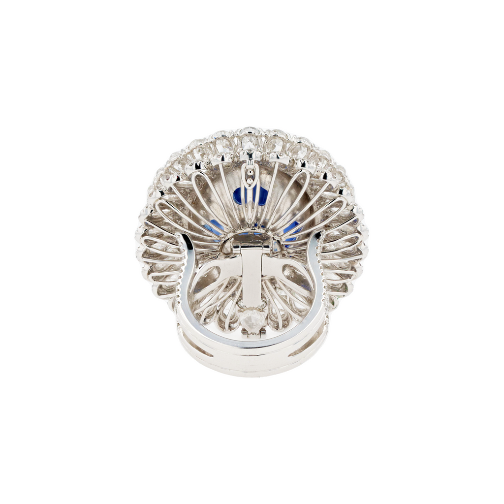 18KG Natural Unheated Blue Sapphire Diamond Ring / Pendant