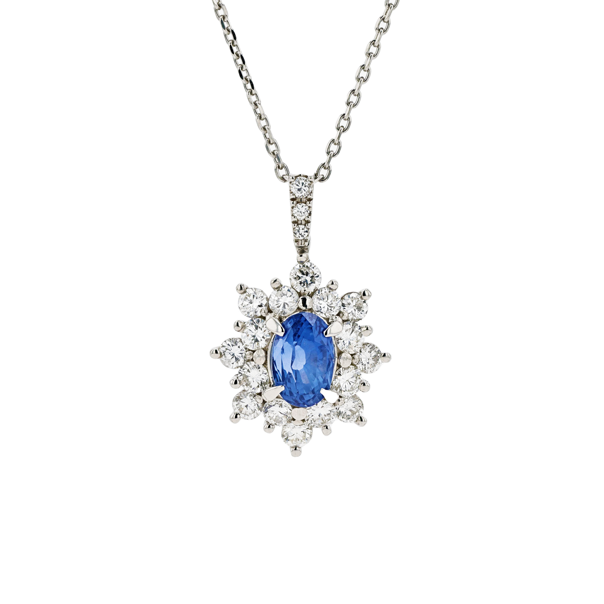 PT850&PT900 Natural Unheated Blue Sapphire Diamond Necklace