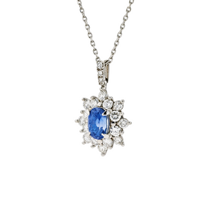 PT850&PT900 Natural Unheated Blue Sapphire Diamond Necklace