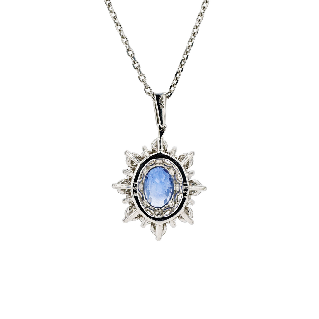 PT850&PT900 Natural Unheated Blue Sapphire Diamond Necklace