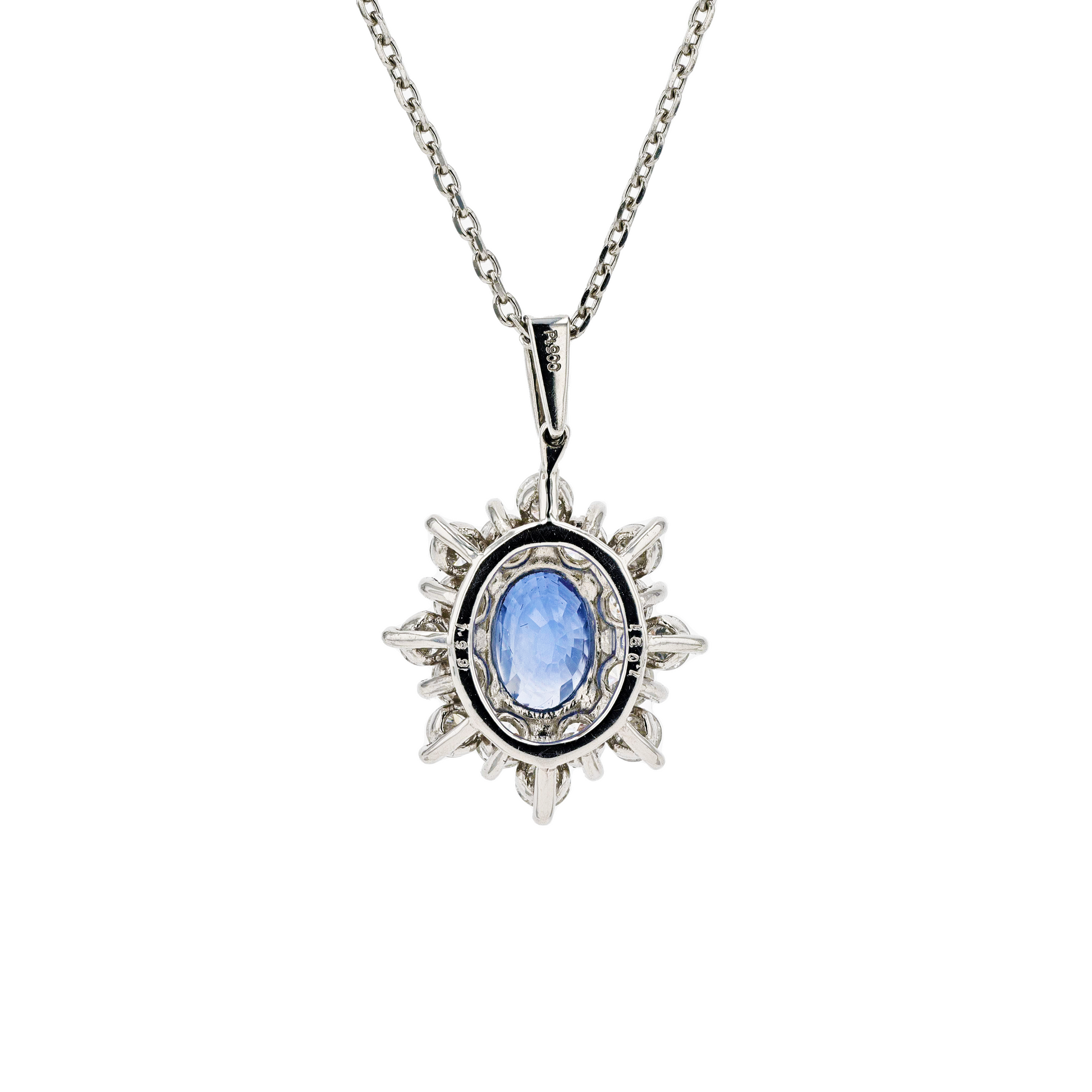 PT850&PT900 Natural Unheated Blue Sapphire Diamond Necklace