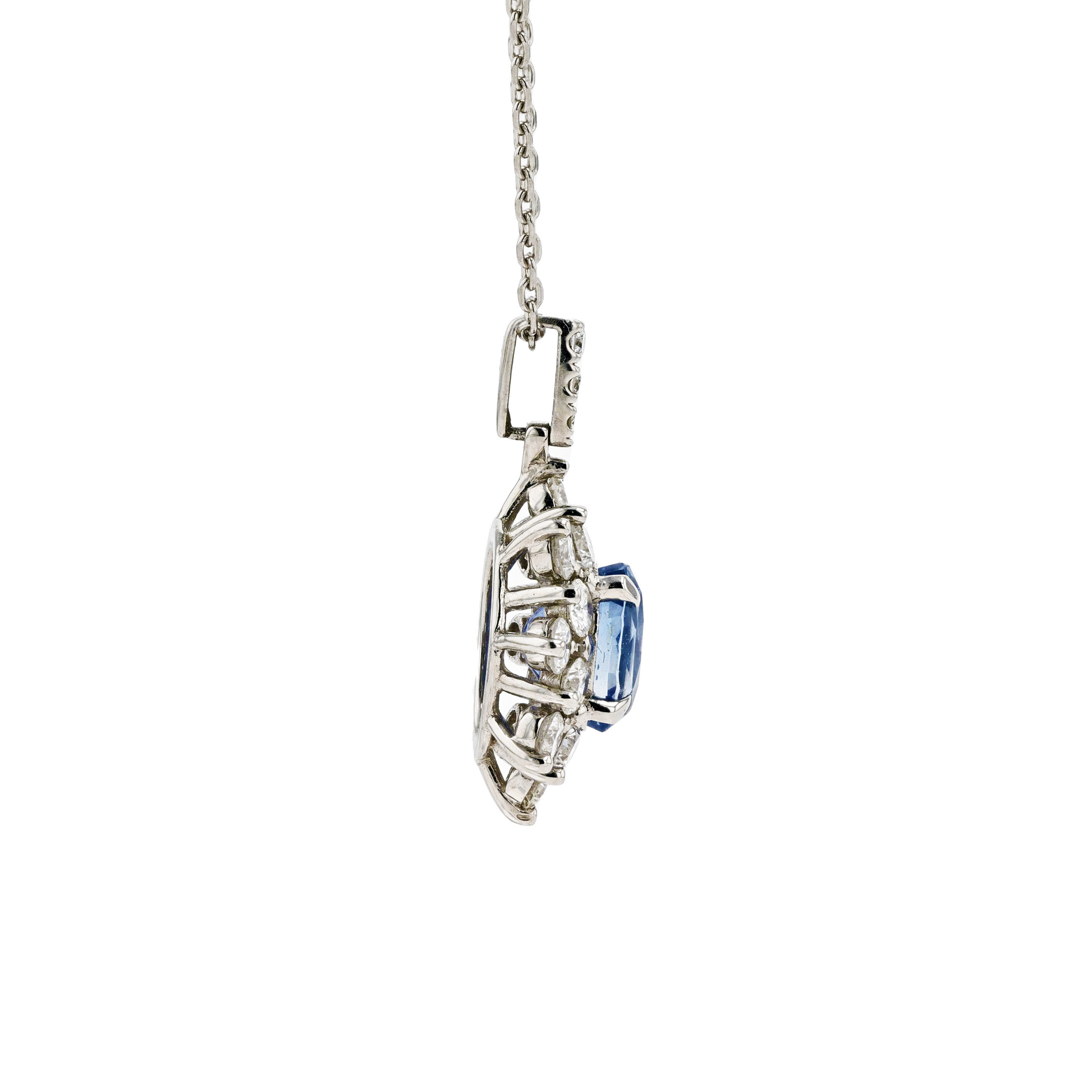 PT850&PT900 Natural Unheated Blue Sapphire Diamond Necklace