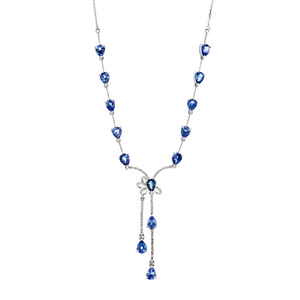 18KG Natural Blue Sapphire Diamond Necklace