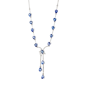 18KG Natural Blue Sapphire Diamond Necklace