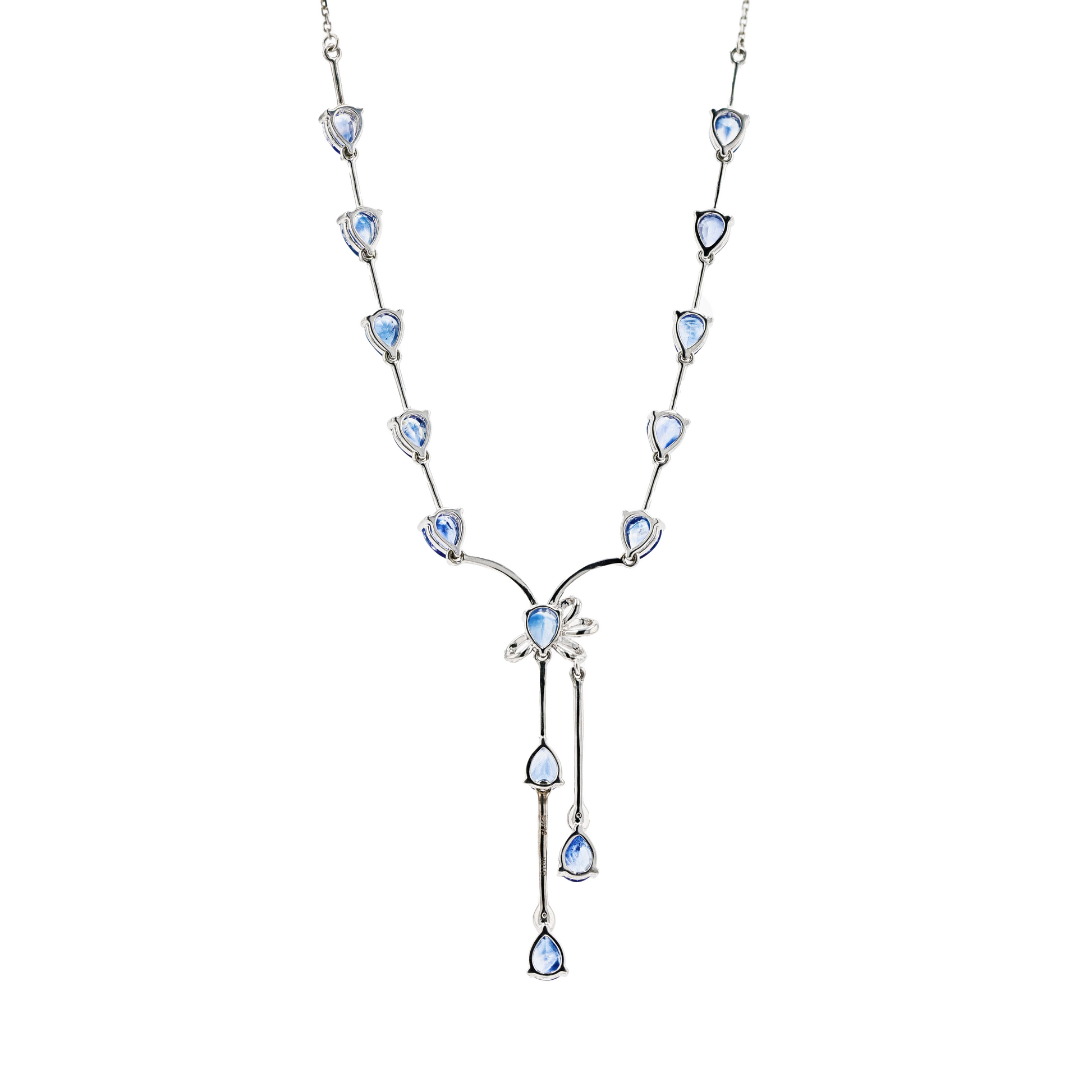 18KG Natural Blue Sapphire Diamond Necklace
