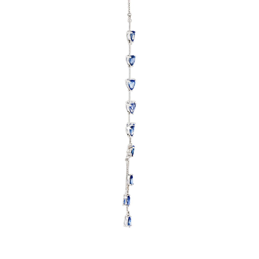 18KG Natural Blue Sapphire Diamond Necklace