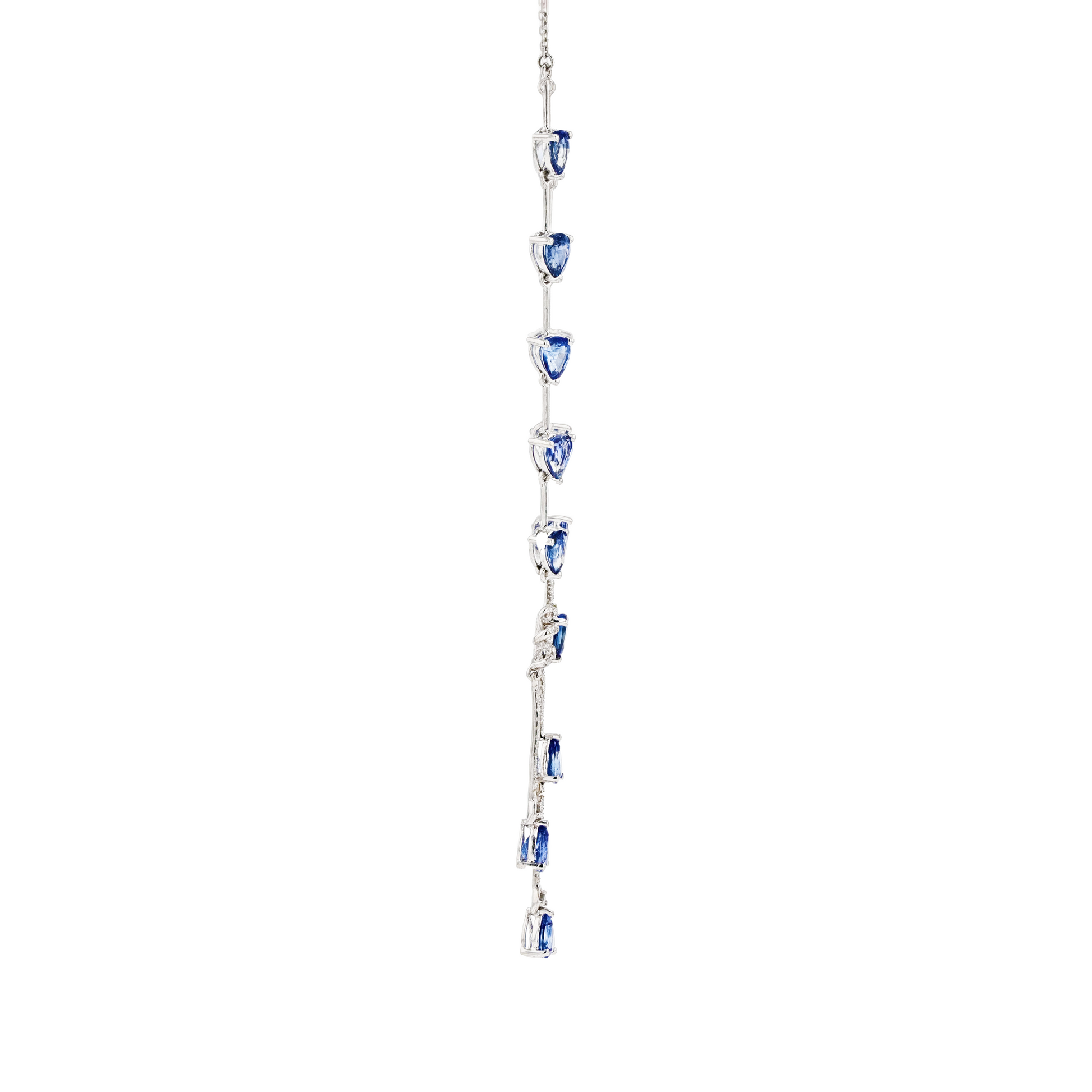 18KG Natural Blue Sapphire Diamond Necklace