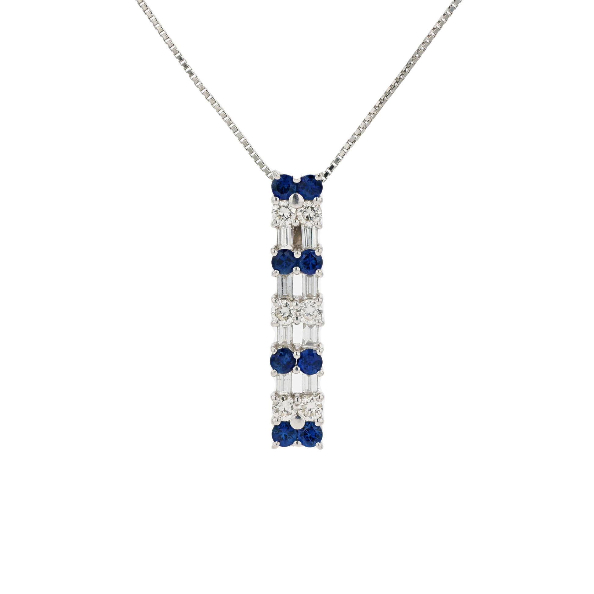 18KG Natural Blue Sapphire Diamond Necklace