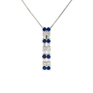 18KG Natural Blue Sapphire Diamond Necklace