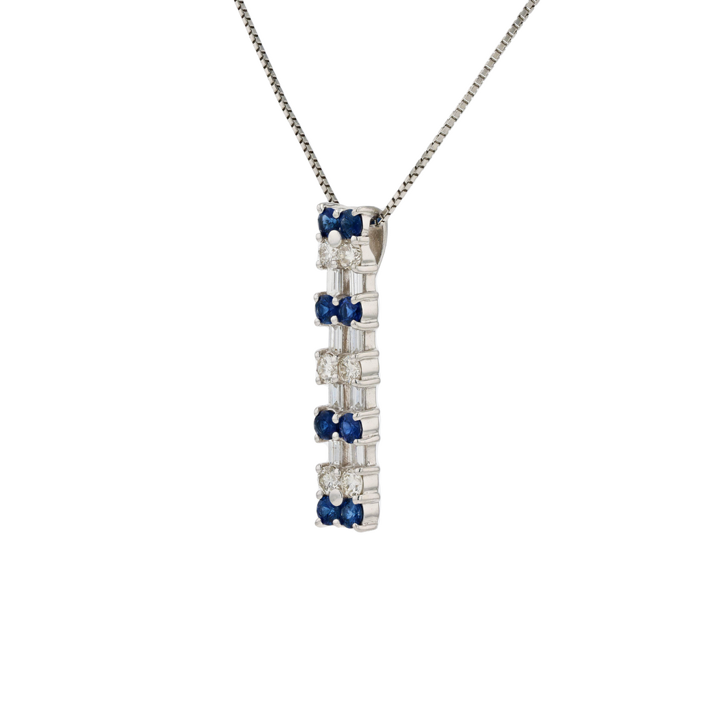 18KG Natural Blue Sapphire Diamond Necklace