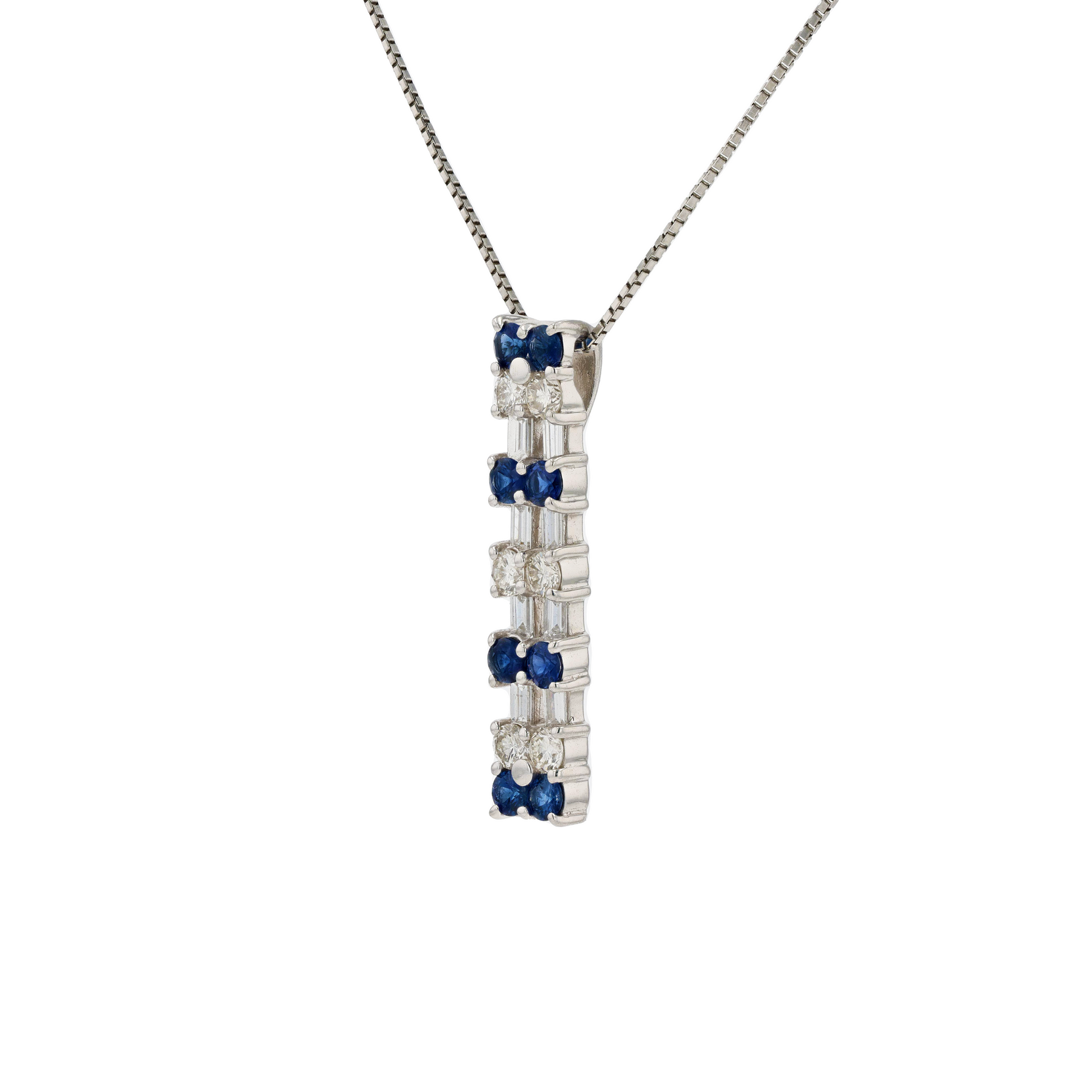 18KG Natural Blue Sapphire Diamond Necklace
