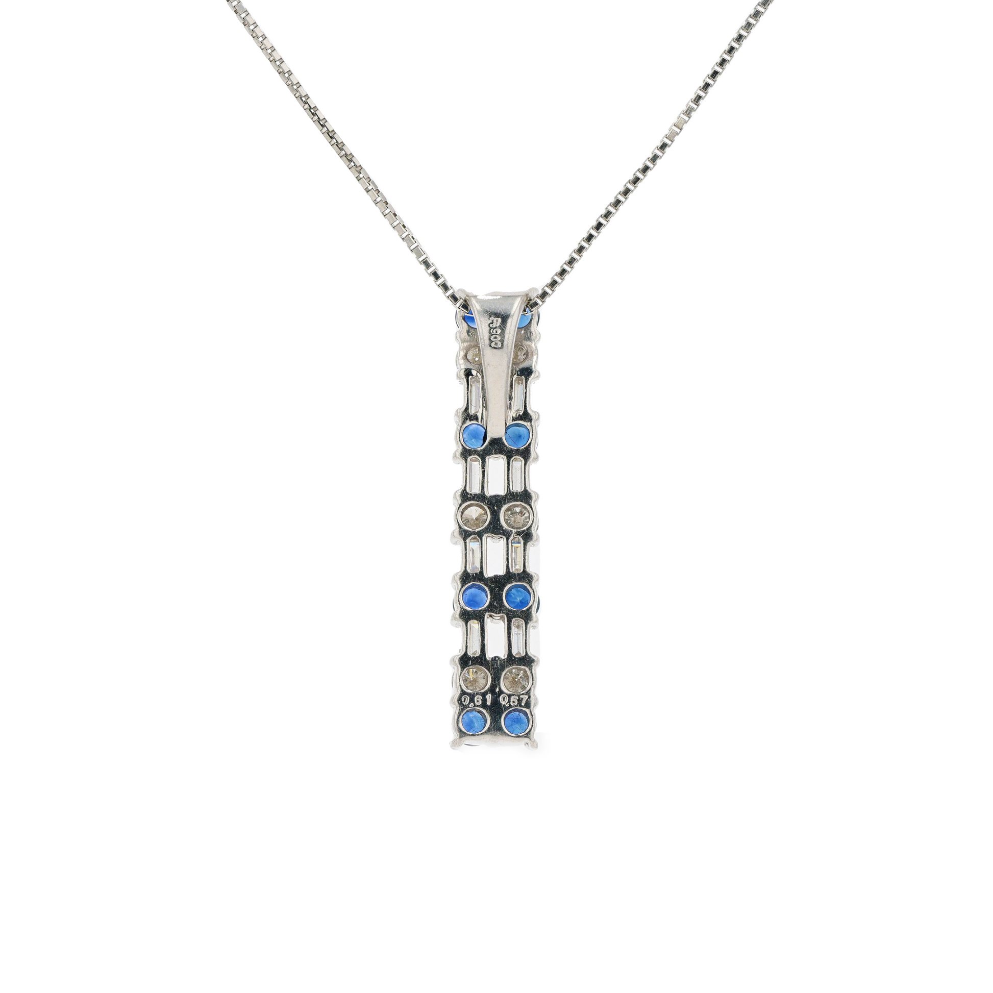18KG Natural Blue Sapphire Diamond Necklace