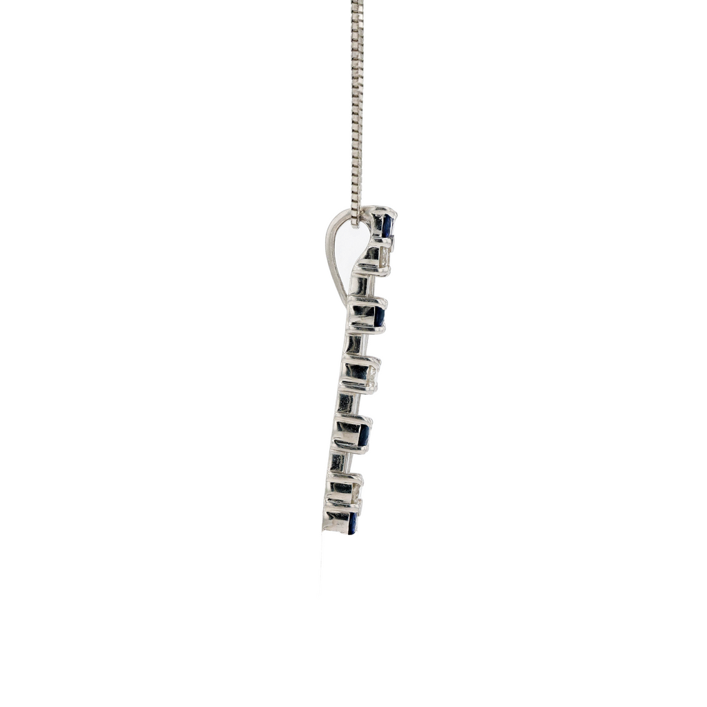 18KG Natural Blue Sapphire Diamond Necklace