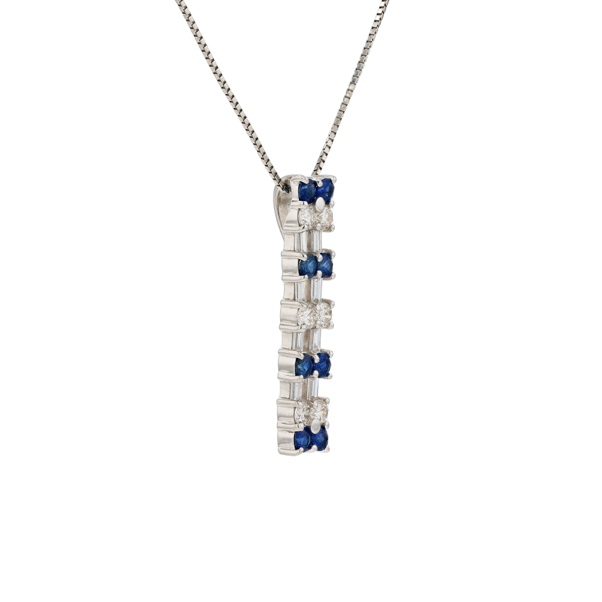 18KG Natural Blue Sapphire Diamond Necklace