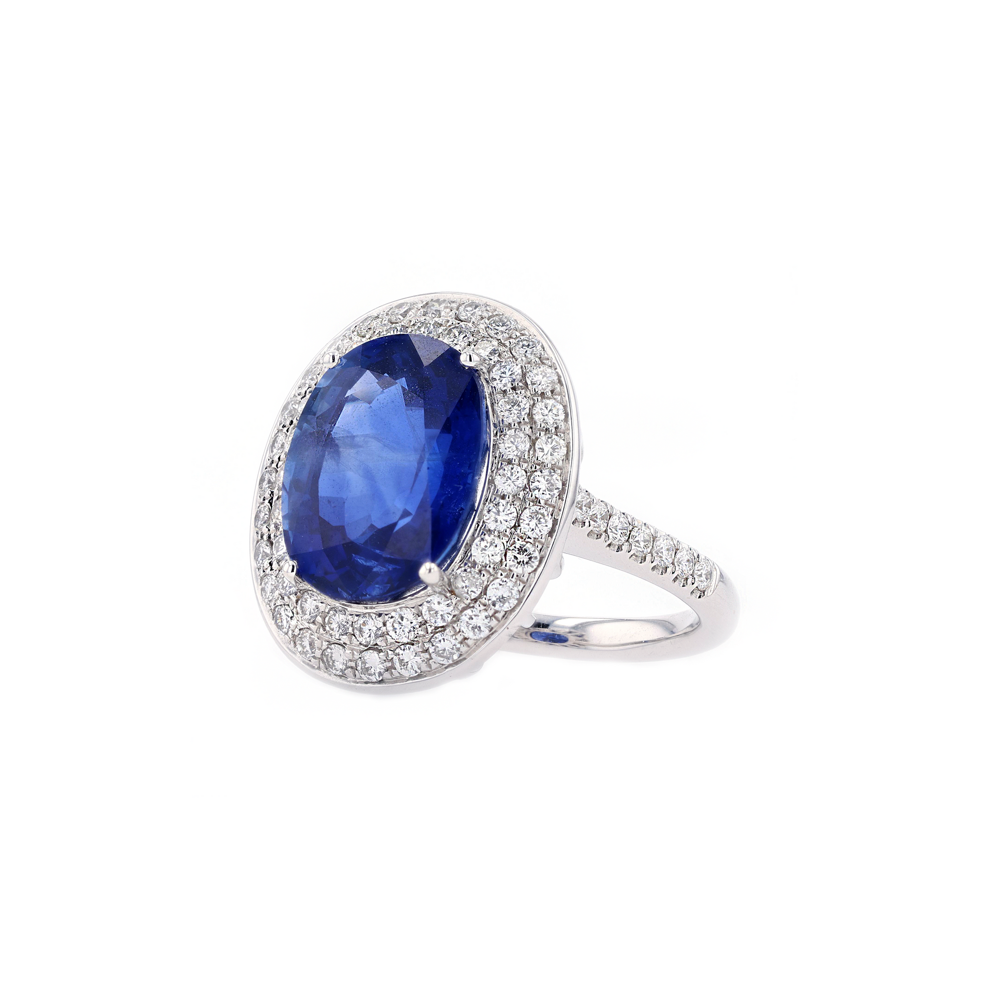 18KG Natural Unheated Vivid Royal Blue Sapphire Diamond Ring