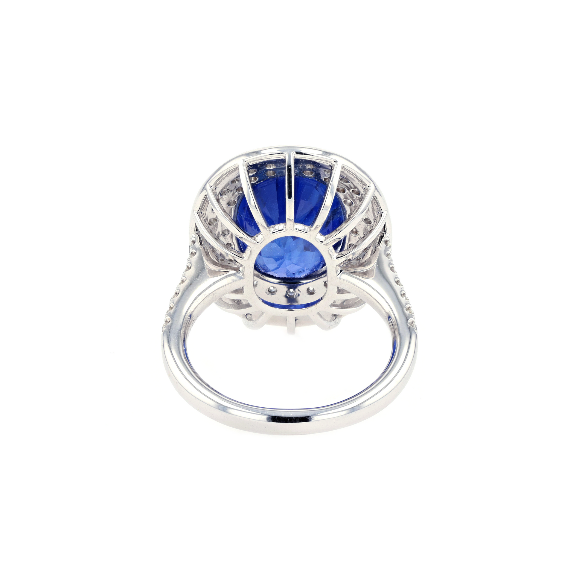 18KG Natural Unheated Vivid Royal Blue Sapphire Diamond Ring