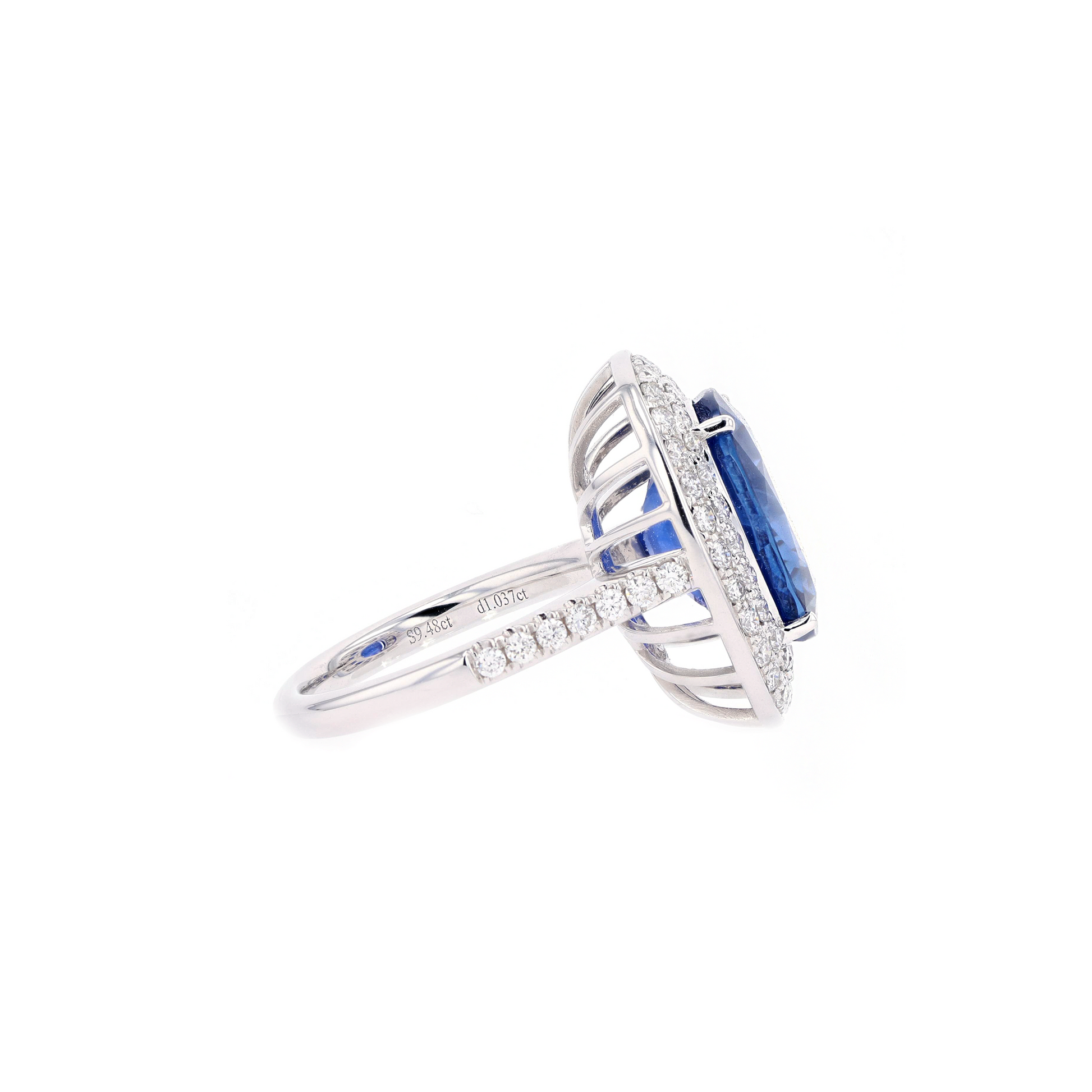 18KG Natural Unheated Vivid Royal Blue Sapphire Diamond Ring