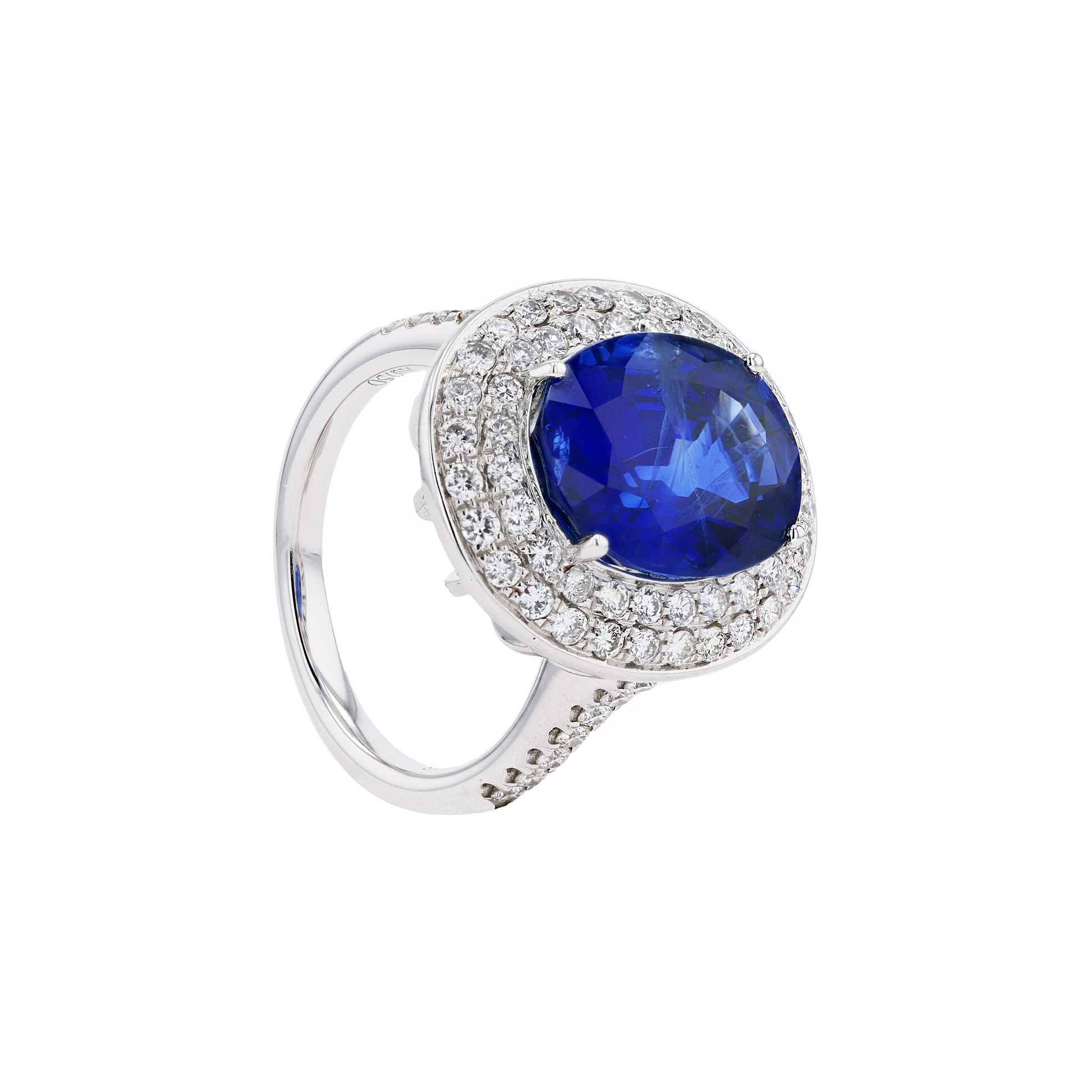 18KG Natural Unheated Vivid Royal Blue Sapphire Diamond Ring