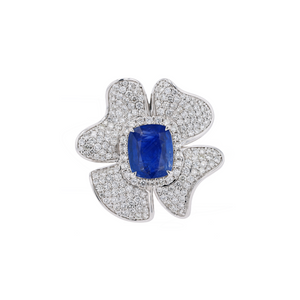 18KG Natural Unheated Vivid Royal Blue Sapphire Diamond Ring / Pendant