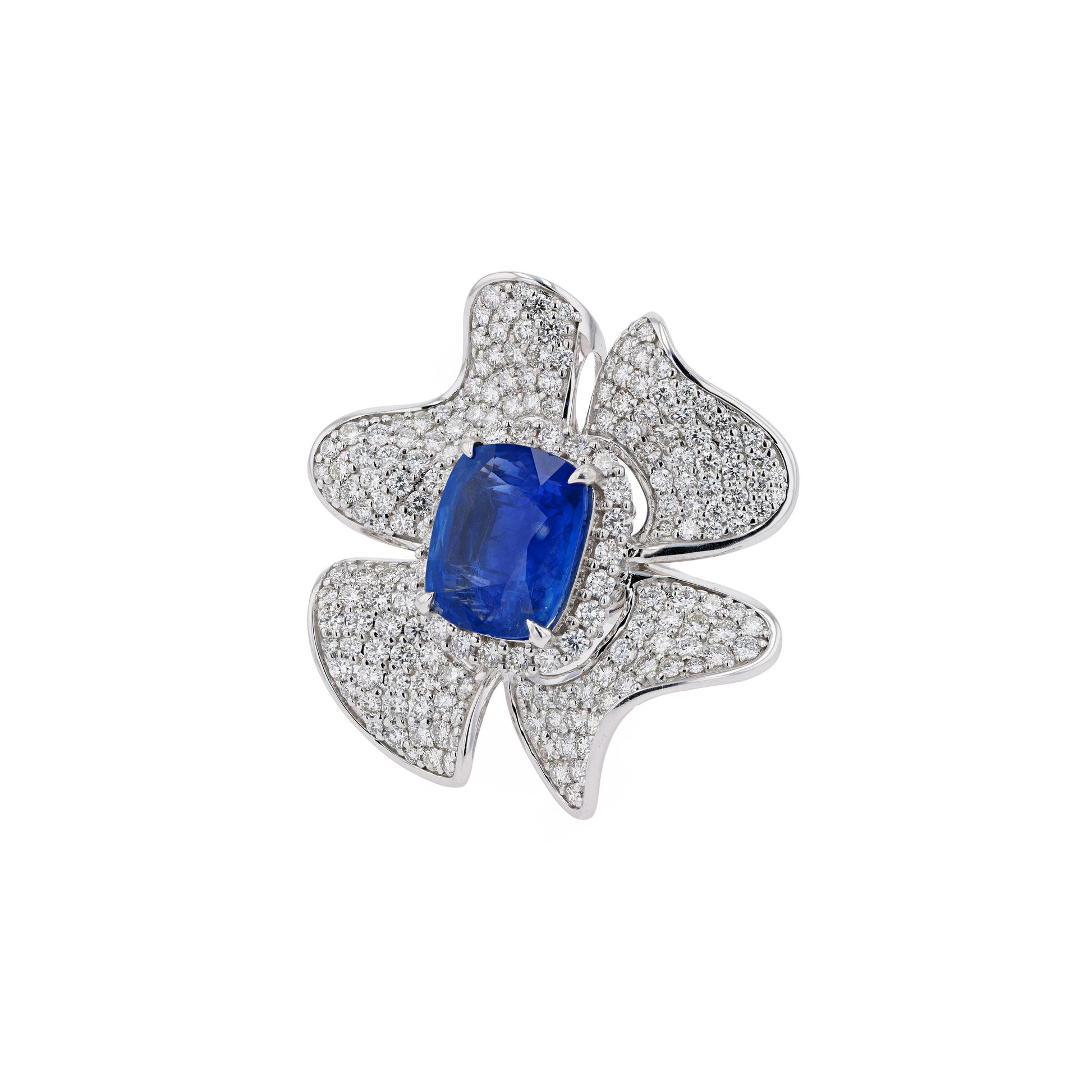 18KG Natural Unheated Vivid Royal Blue Sapphire Diamond Ring / Pendant