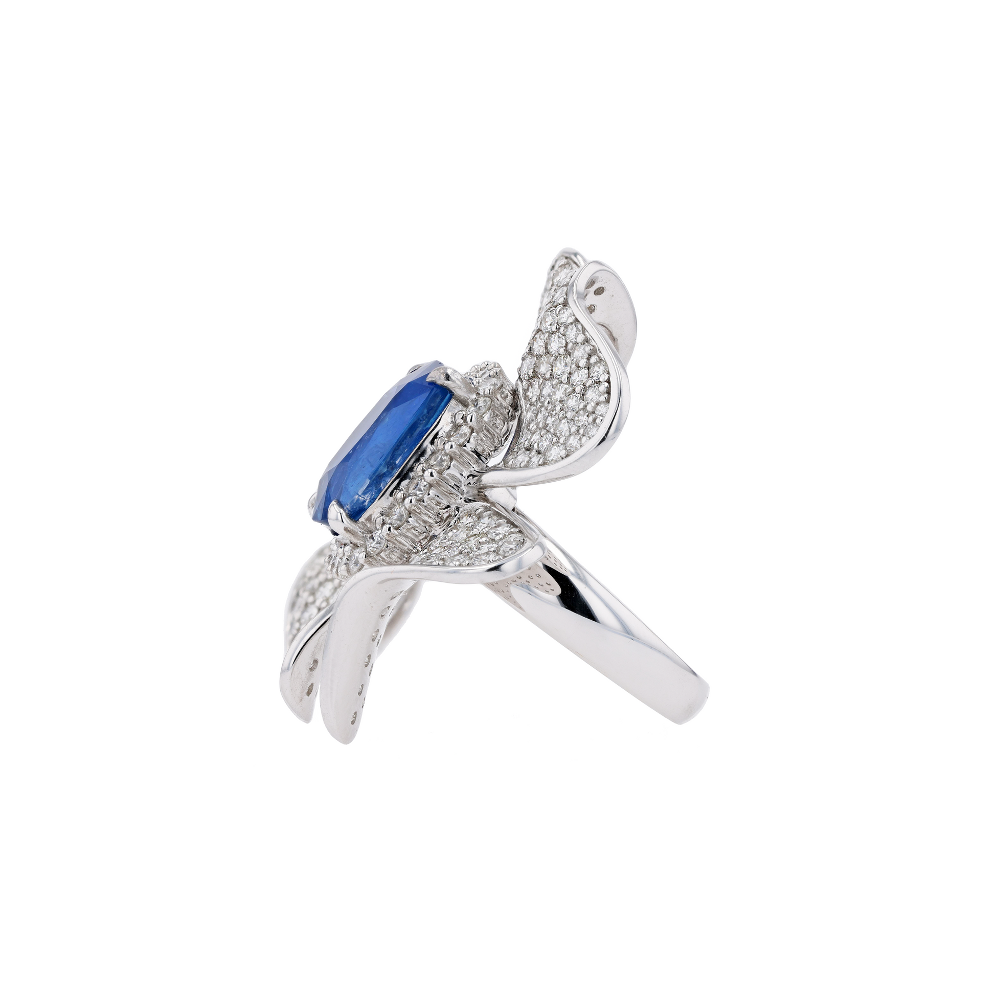 18KG Natural Unheated Vivid Royal Blue Sapphire Diamond Ring / Pendant