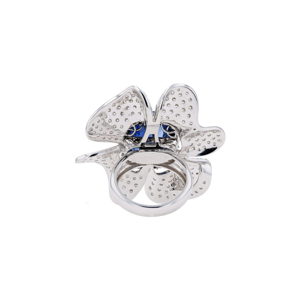 18KG Natural Unheated Vivid Royal Blue Sapphire Diamond Ring / Pendant