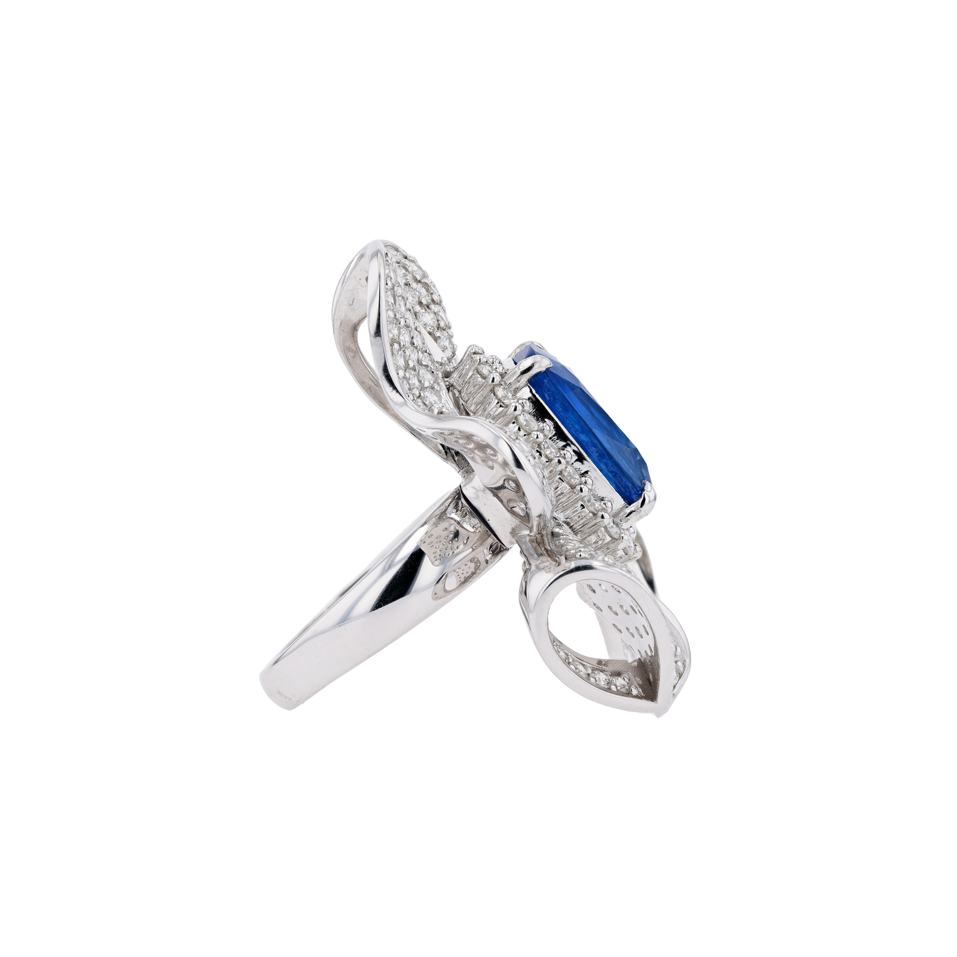 18KG Natural Unheated Vivid Royal Blue Sapphire Diamond Ring / Pendant