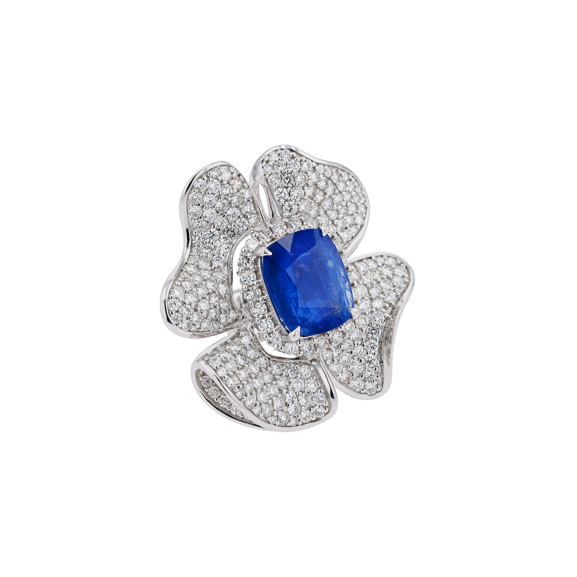 18KG Natural Unheated Vivid Royal Blue Sapphire Diamond Ring / Pendant