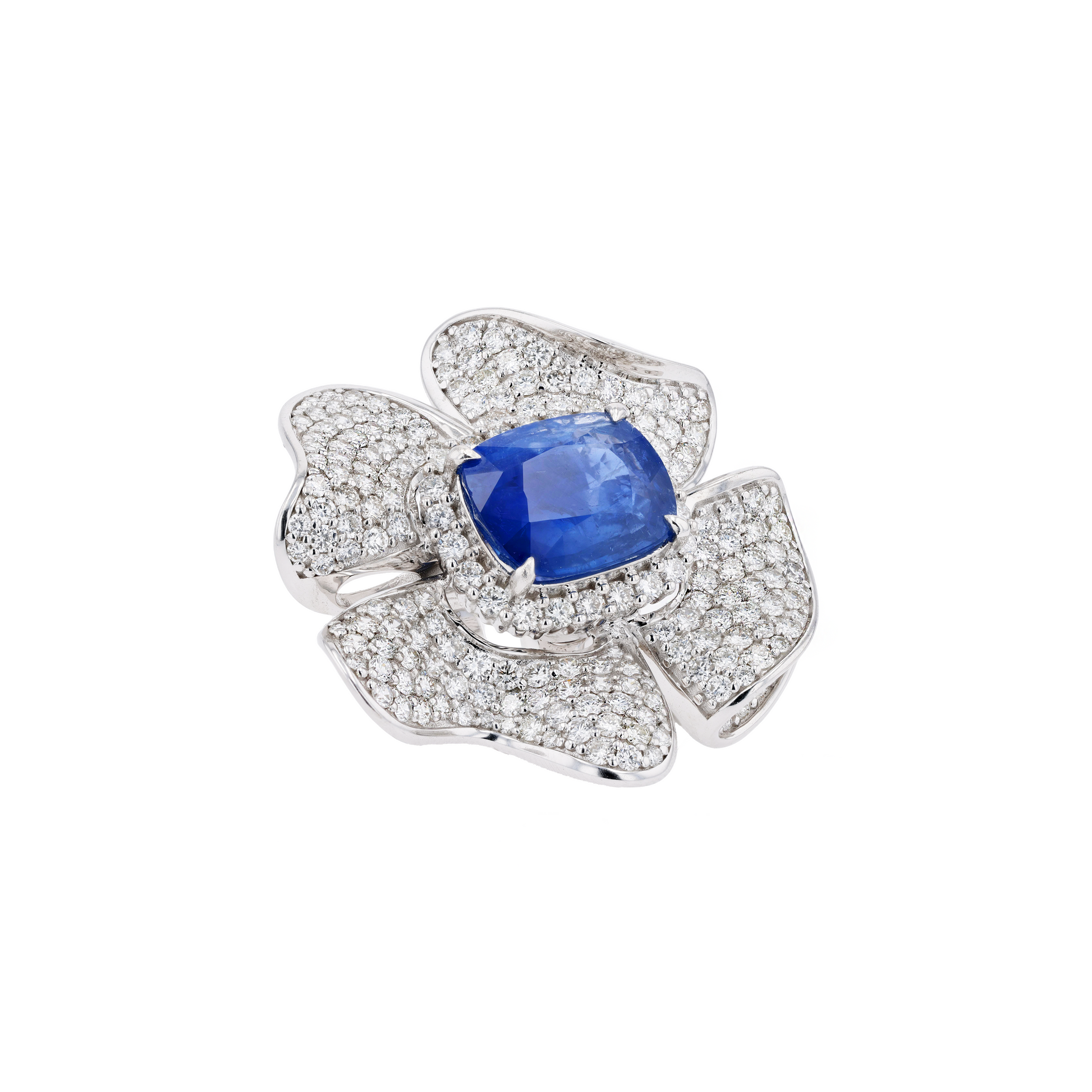 18KG Natural Unheated Vivid Royal Blue Sapphire Diamond Ring / Pendant